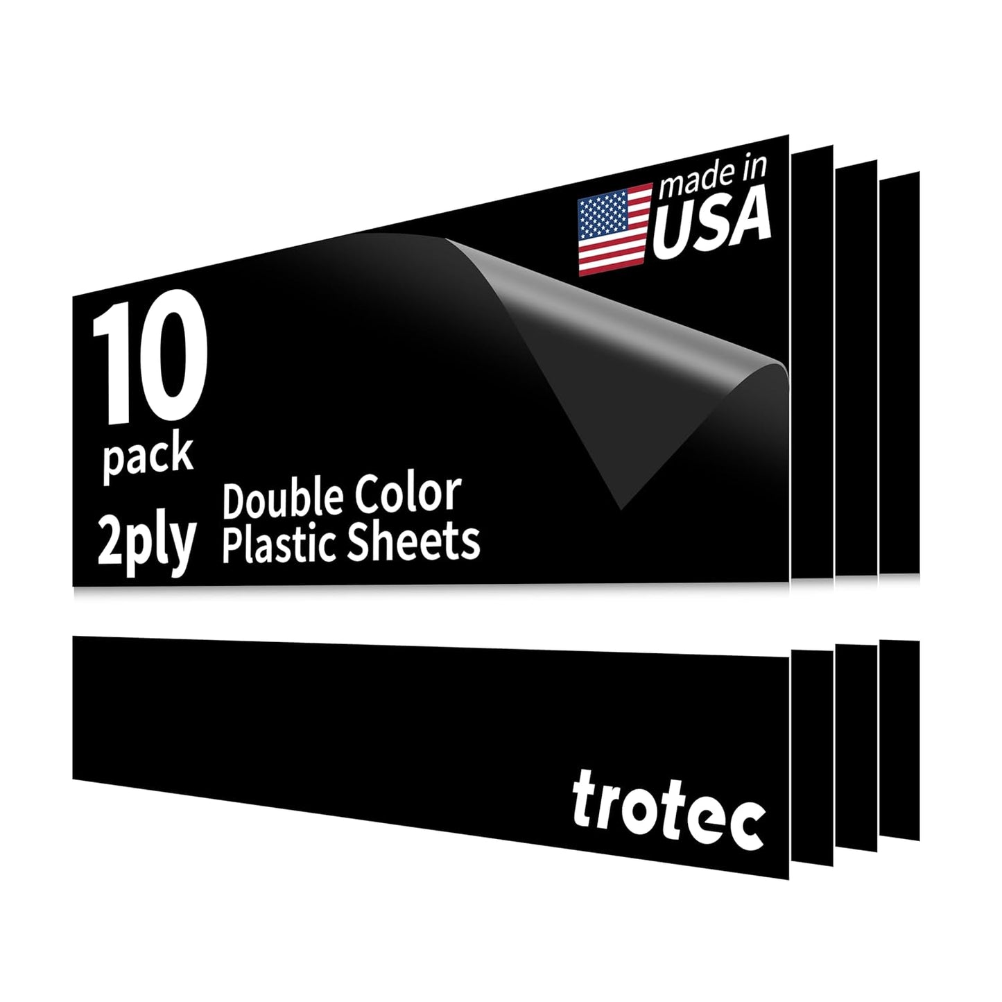 Trotec TroLase Lights | 24"x12"x1/250"(0.1mm thick) | Adhesive-Backed Flexible Laser Engraving Sheet/Film for Decal & Label | Double Color Plastic Sheet for Engraving | Black/White | 10pcs