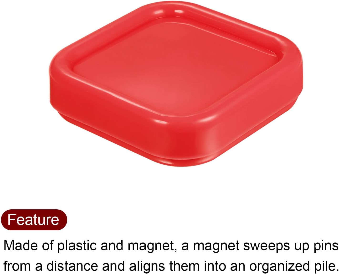 HARFINGTON Magnetic Pin Cushion Square Plastic Magnetic Sewing Pin Holder Storage Case Needle Cushion Tool for Sewing DIY Projects, Red