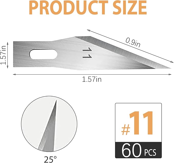 Headley Tools #11 Hobby Knife Blades(Pack of 60),Art Blades Cutting Tool with Storage Case for Craft, Hobby, Scrapbooking, Stencil