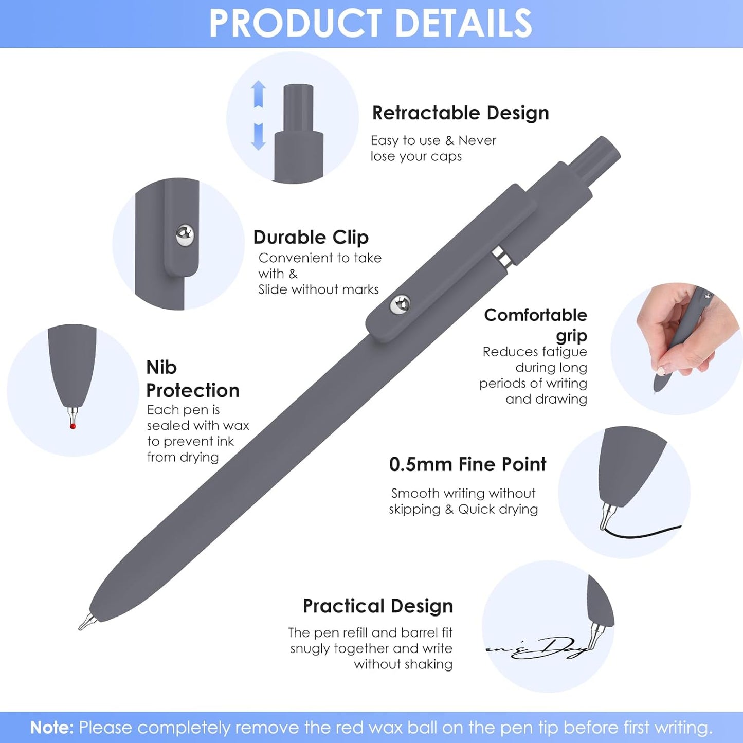 12PCS Gel Pens Black Ink Fine Point Pens With Smooth Writing, School Office Supplies, Anniversary Birthday Gifts for Men Women, Quick Dry Pens For Journaling, Nurse Aesthetic Pen (Black Gray White)