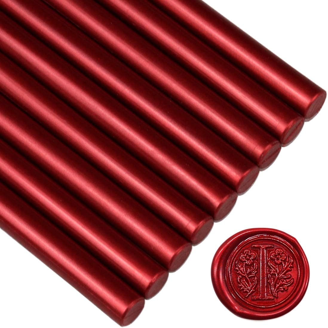 Sealing Wax Rod Sparkles Blood Red for Large Size Glue Gun - Pack of 12