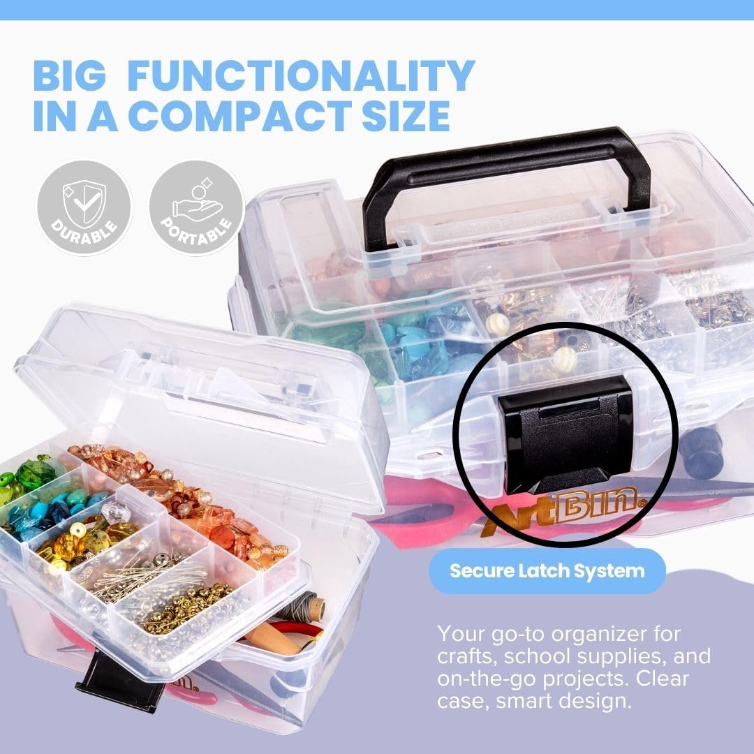 ArtBin 6890AG Small Project Box, Portable Art & Craft Organizer with Lift-Out Tray, [1] Plastic Storage Case, Clear (Pack of 6)
