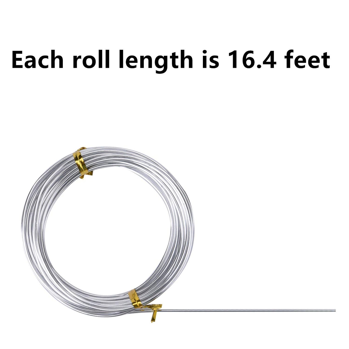 6 Rolls Silvery DIY Craft Art Aluminum Wire, 1mm, 1.5mm, 2mm, 3mm in Diameter