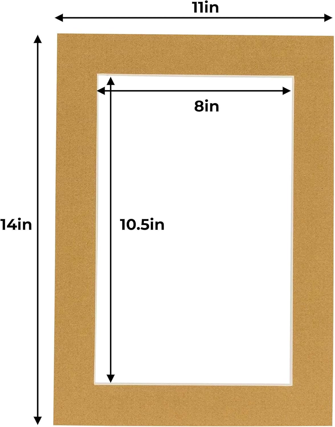 11x14 Mat for 8.5x11 Photo - Precut Rattan Beige Picture Matboard for Frames 11 x 14 Inches - Bevel Cut to Display Art 8.5 x 11 Inches - Acid Free Pack of 10 MATS with Backing Boards & Clear Bags