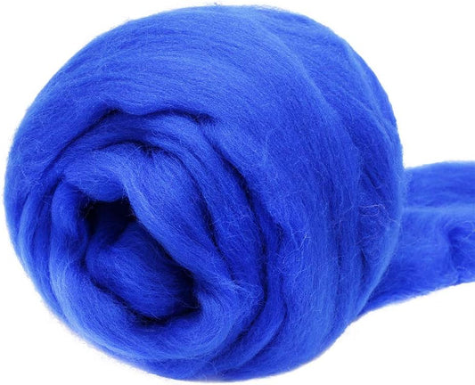 3.53oz Wool Roving Yarn, Wool Felting Supplies, Pure Wools, Chunky Yarn, Spinning Wool Roving for Needle Felting Wet Felting DIY Hand Spinning (Dark Blue)