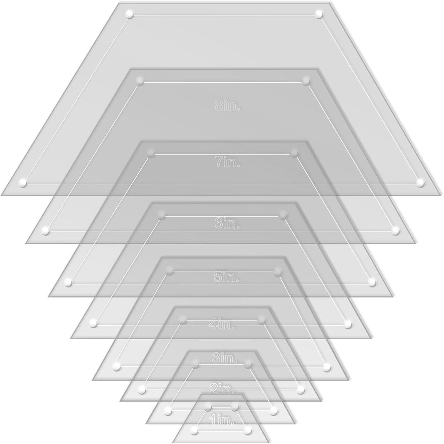 Hexagon Quilting Template Set - 8", 7", 6", 5", 4", 3", 2", 1" Sizes with 1/4" Seam Allowance - Durable Acrylic Templates for Quilting, Patchwork, Crafting, & Sewing Projects
