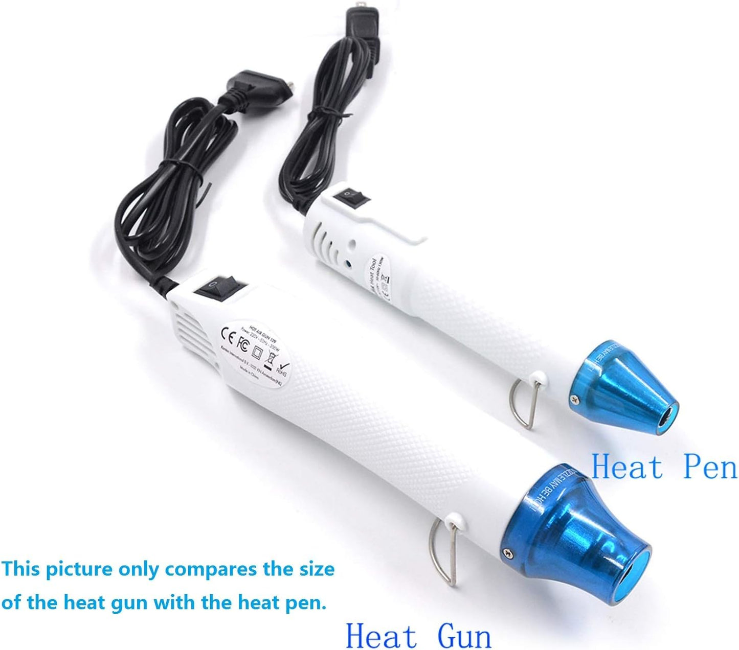 mofa Embossing Heat Gun,Hot Air Gun Tools Shrink Gun with Stand For DIY Embossing And Drying Paint Multi-Purpose Electric Heating Nozzle 150W(White,Blue)