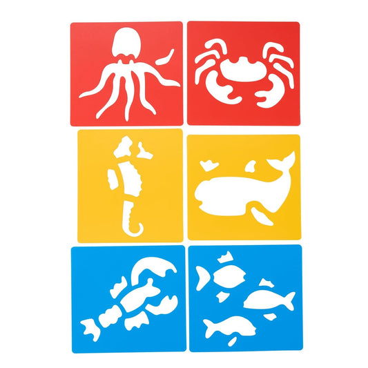 Sea Life Washable Plastic Stencils - Set of 6