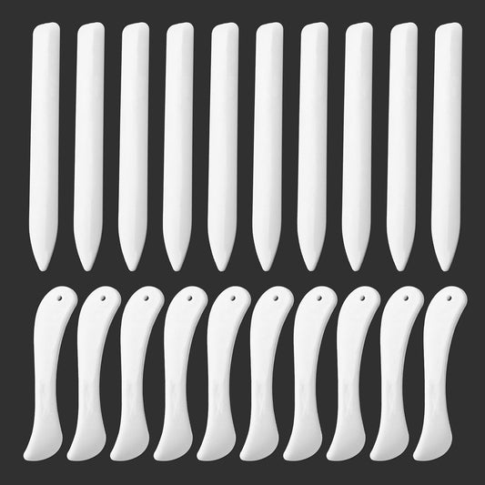 20 Pcs Bone Folder Tool - Plastic Bone Folder Paper for Card Making, Leather Cards, DIY Handmade Burnishing, Bookbinding Scoring, Folding Creasing Crafting Origami and Office Supplies