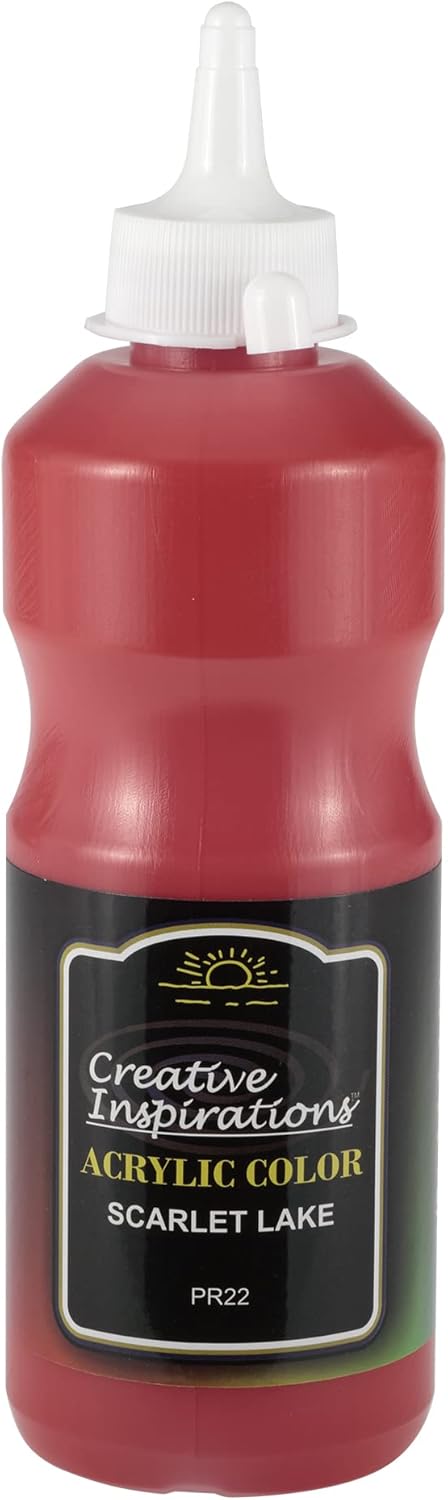 Creative Inspirations Acrylic Paint - Scarlet Lake - 500 mL Bottle - Smooth & Creamy Consistency, Vibrant Pigmentation, Great Coverage for Artists - Clean Up with Soap & Water