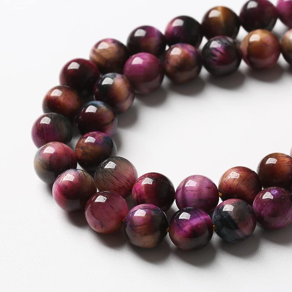 32pcs 12mm Top AAA Natural Tiger Eye Beads for Jewelry Making Rose Red Starry Sky Tiger Eye Stone Round Loose Beads DIY Bracelet Necklace Earrings