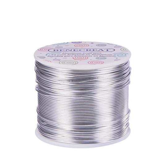 BENECREAT 12 17 18 Gauge Aluminum Wire (17 Gauge,380FT) Anodized Jewelry Craft Making Beading Floral Colored Aluminum Craft Wire - Silver