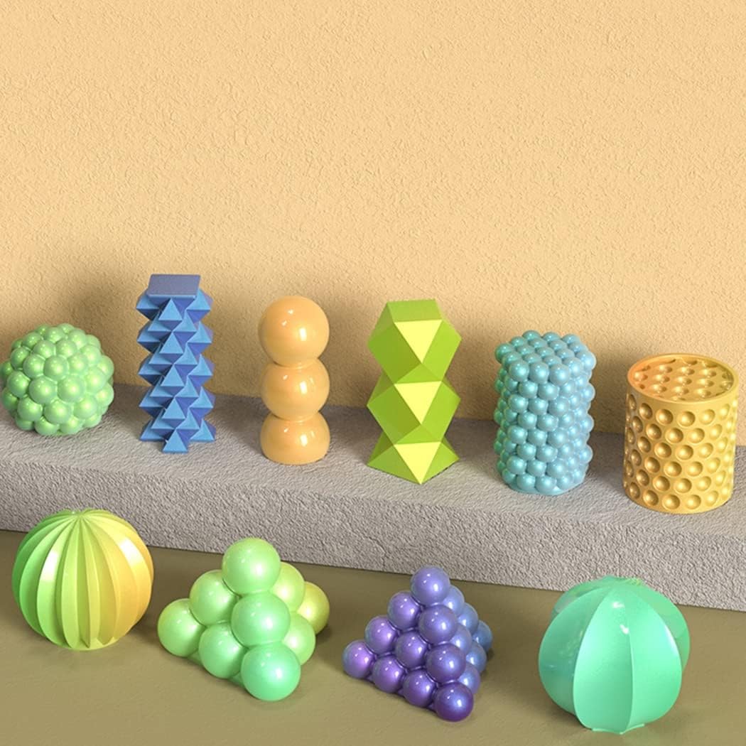 10 Pcs Geometric Candle Mold, Unique Candle Molds for Candle Making, Epoxy Mold for DIY Desk Decor, Home Table Romantic Decoration(White)