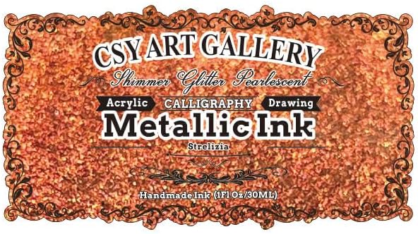 CSY Art Gallery Metallic Acrylic Paint Inks -Calligraphy Ink-Liquid Gold Paints-for Marker,Painting,Drawing,Sketch,Resin,Wood,Ceramic (Strelizia)