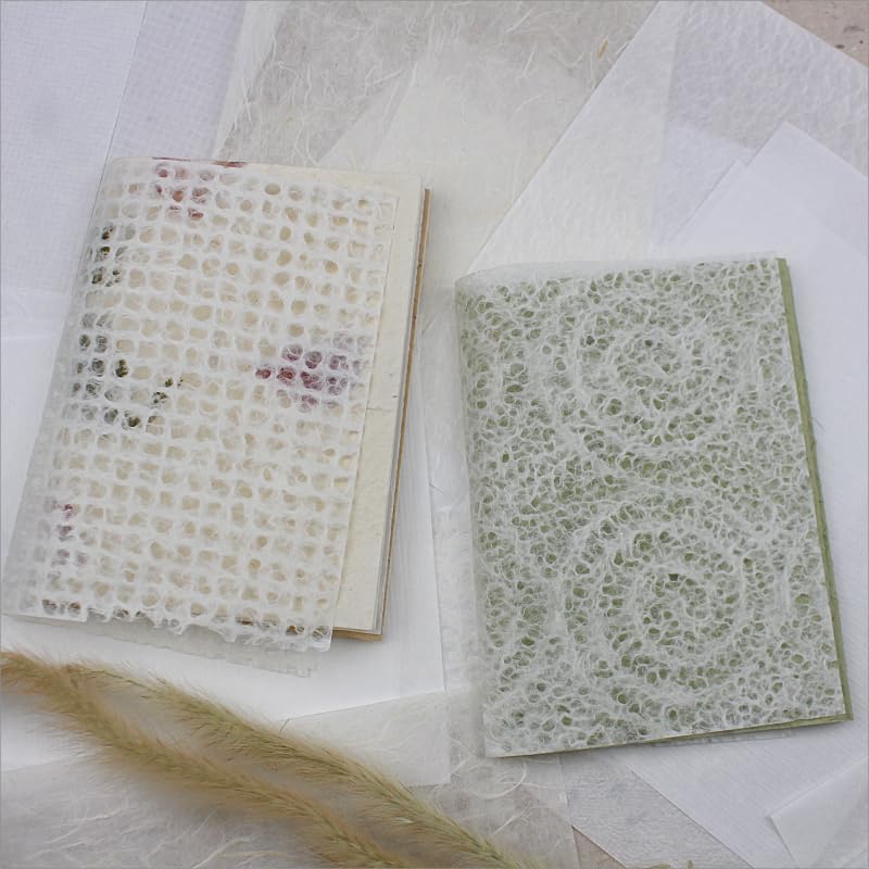 20 Sheets Scrapbook Paper A5 Size Textured Papers, White Mulberry Art Paper Craft Materials for DIY Card Making, Collage, Decoupage, Junk Journaling Supplies