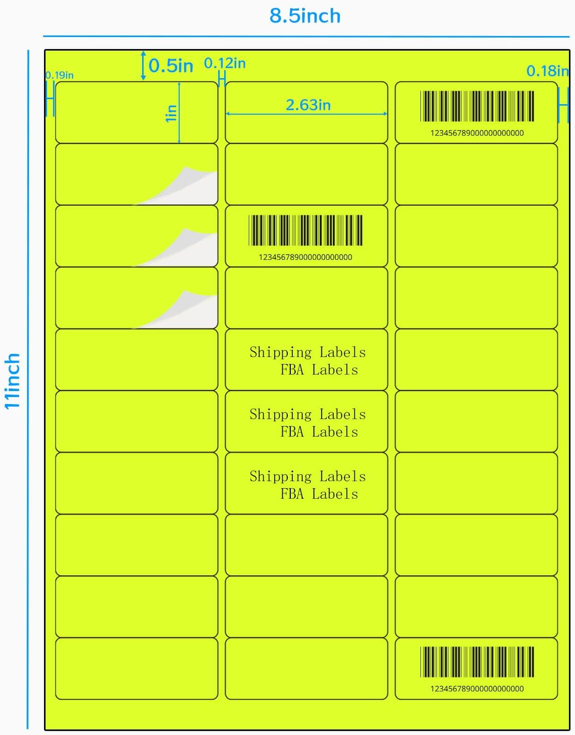 STARLIBOO 1" x 2-5/8" Address Labels- Neon Color Fluorescent Mailing Labels Stickers for Laser/Ink Jet Printer 8.5"×11"- Fluorescent Yellow
