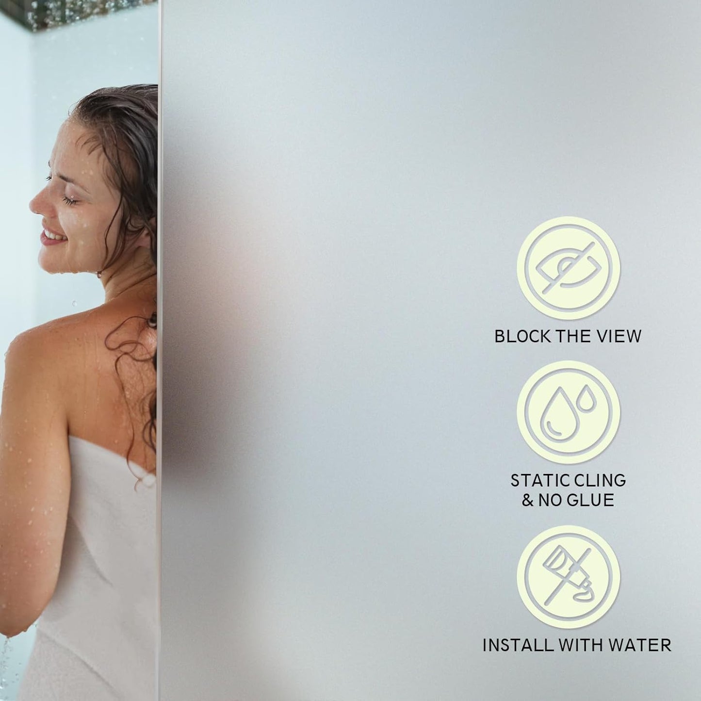 Frosted Glass Window Privacy Film - UV Sun Blocking Heat Control, Static Cling Removable & Reusable for Home, Bathroom, and Office (Frosted 23.6 Inch x 13.1 Feet)