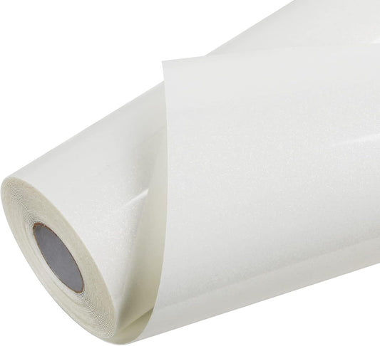 TORC White Glitter HTV Heat Transfer Vinyl Roll 12 inch x 20 ft Sparkly Iron on Vinyl for T Shirts Crafts Bulk
