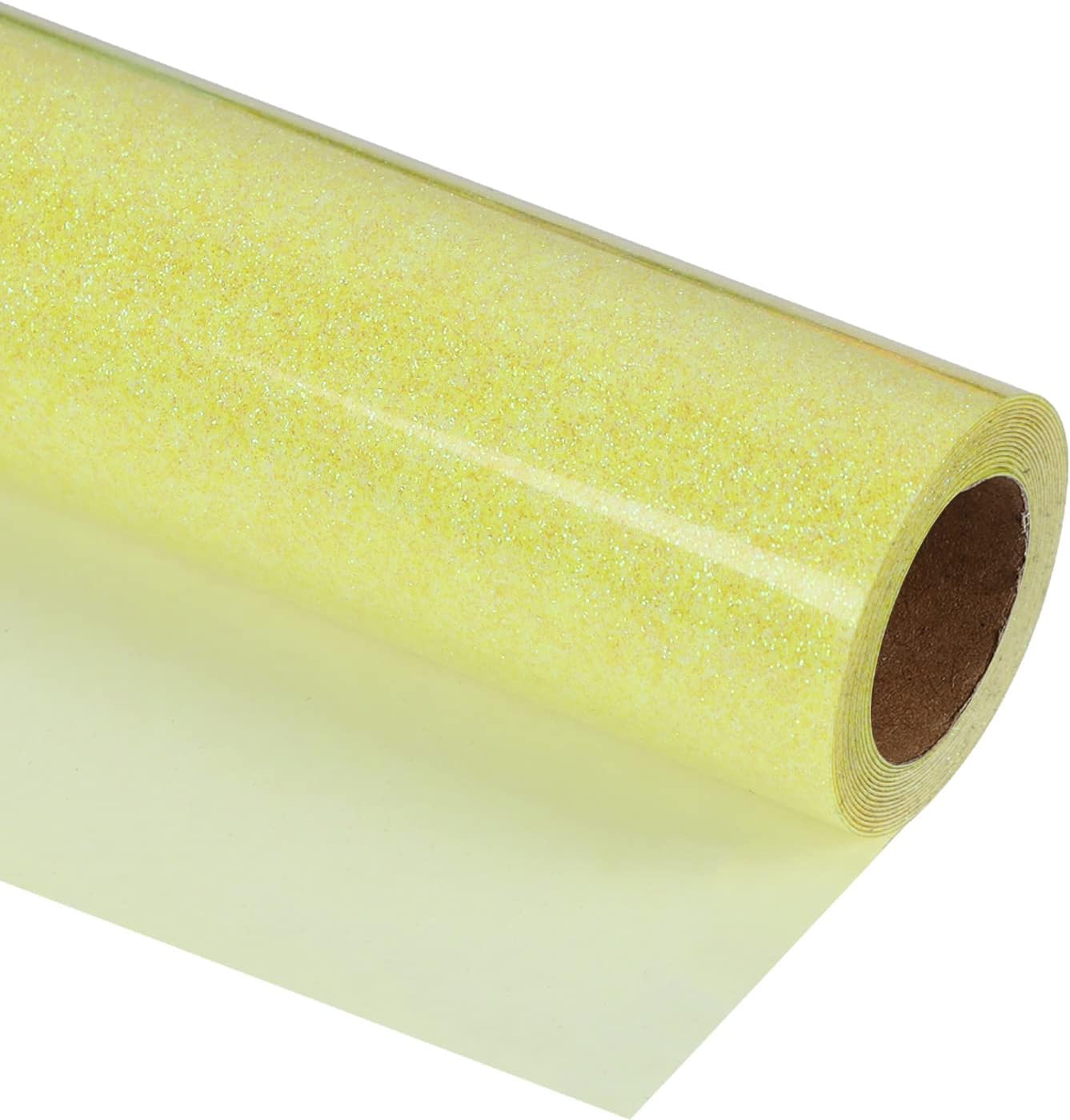 guangyintong Glow Glitter Light Yellow Heat Transfer Vinyl HTV Rolls, 12" x 8ft Iron on Vinyl for T-Shirts, Glitter HTV Vinyl for All Cutter Machines Easy to Cut & Weed for DIY Design