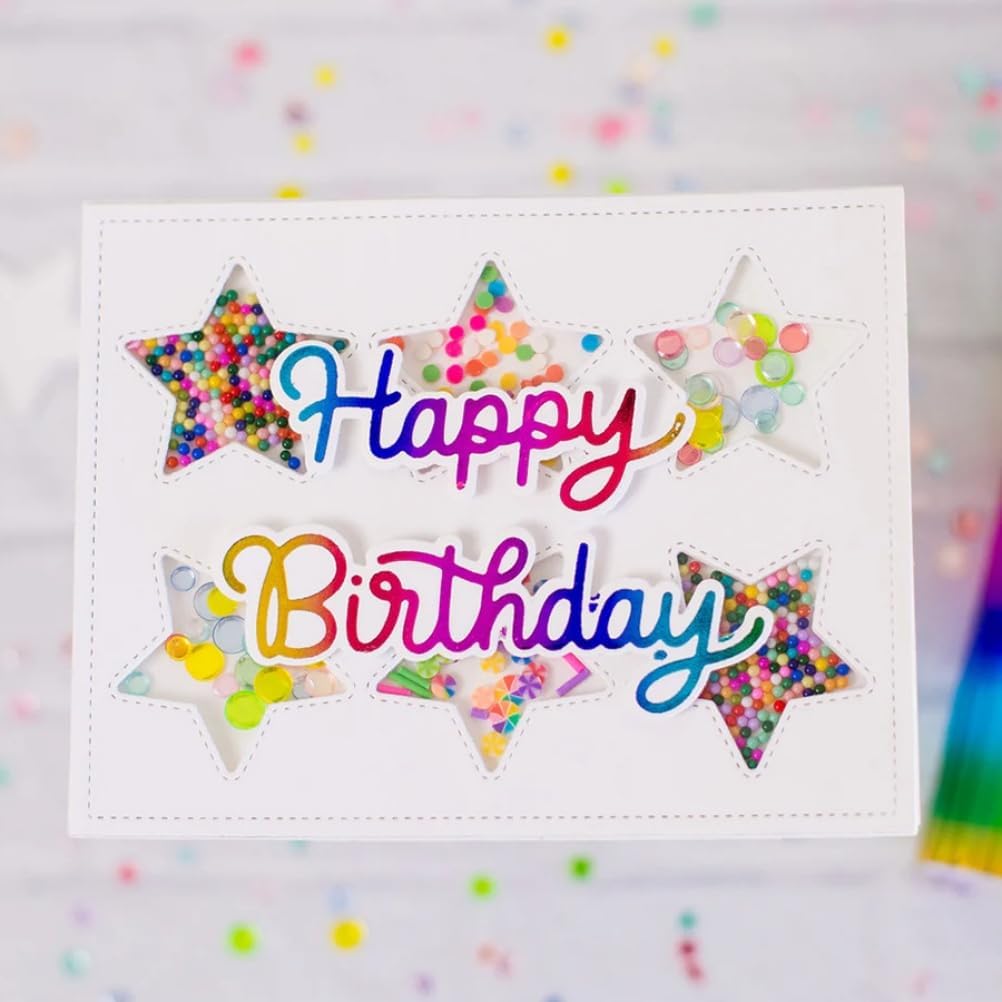 Metal Cutting Dies DIY Embossing Stencil Template Scrapbooking Card Making Mold Photo Album Arts Crafts Tools (Happy Birthday- 9.5x5.9cm)