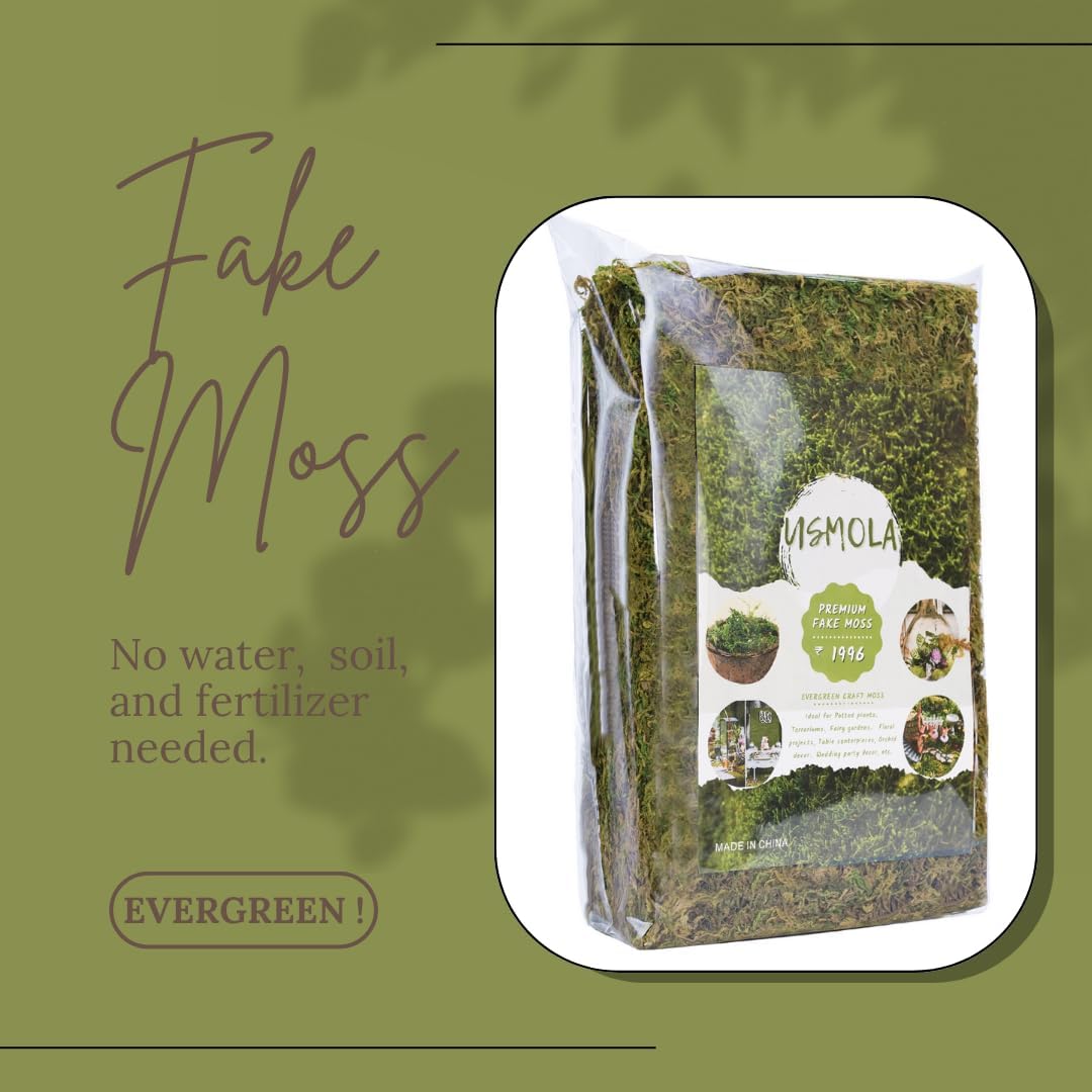 Fake Green Moss for Potted Plants, 4OZ Artificial Moss for DIY Crafts, Faux Moss for Table Centerpieces Fairy Garden Decor (Fresh Green 140gr)