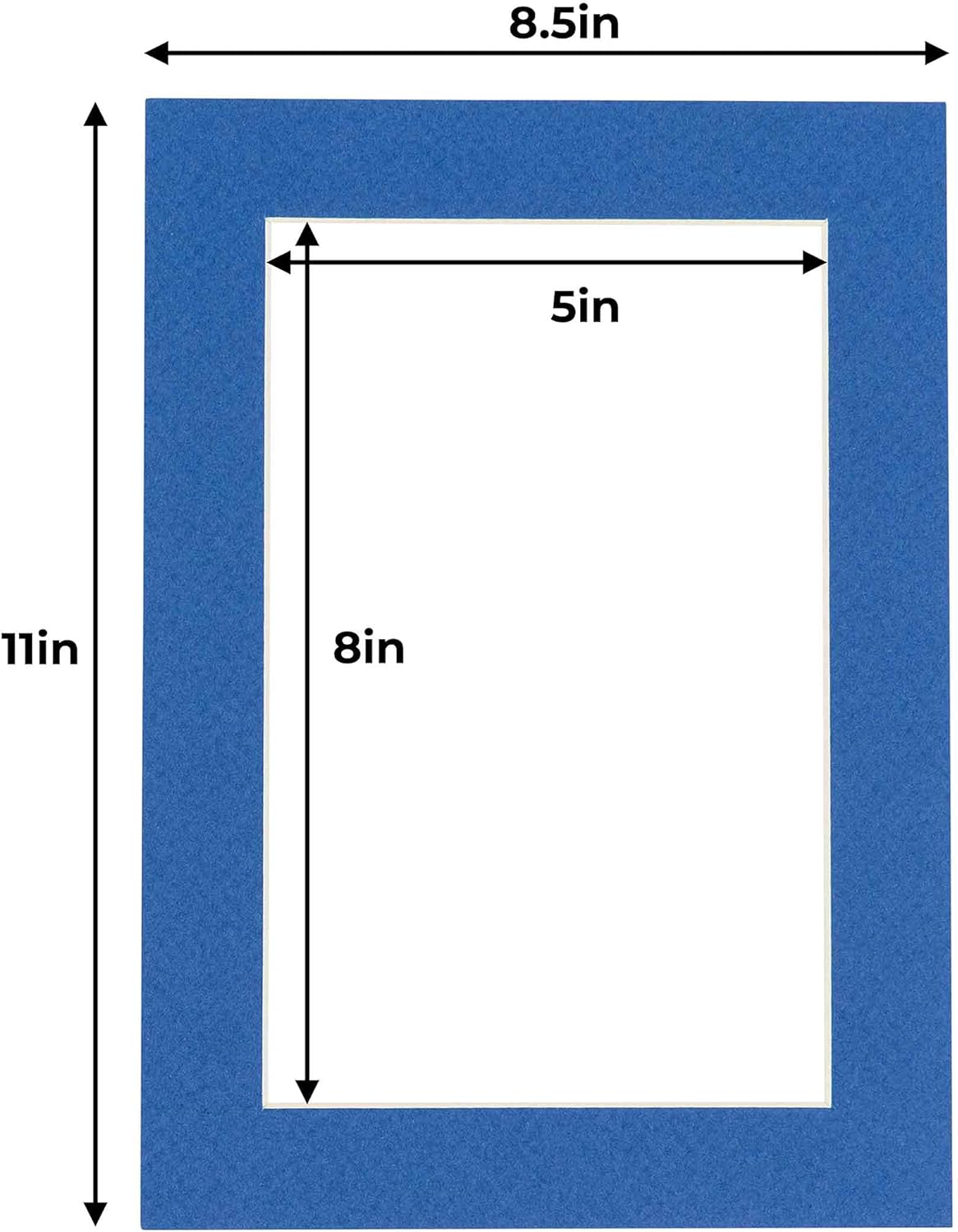 5.5x8.5 Mat for 8.5x11 Frame - Precut Mat Board Acid-Free Royal Blue 5.5x8.5 Photo Matte For a 8.5x11 Picture Frame, Matboard for Family Photos, Show Kits, Art, Picture Framing, Pack of 10 Mats