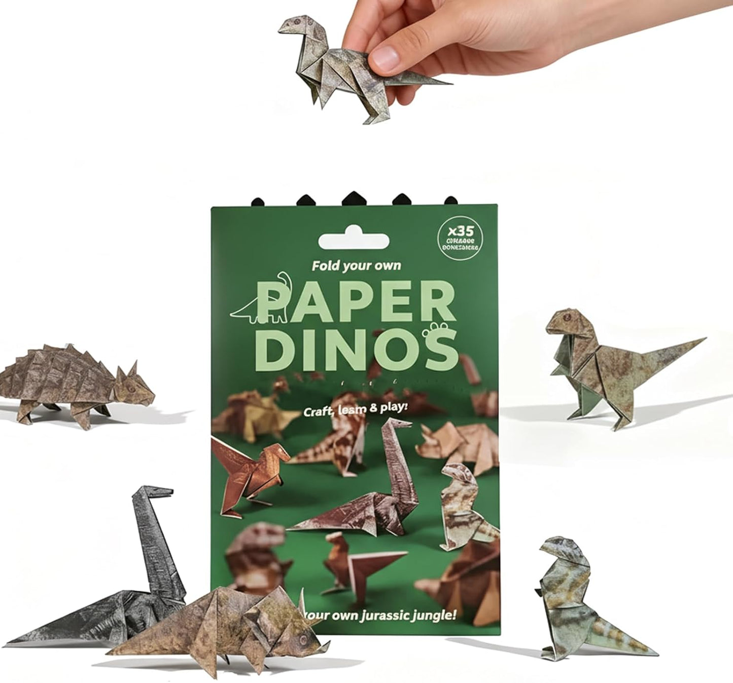 DIY Paper Cats Origami Kit - 50/30 Sheets DIY Paper Origami to Fold Your Own Cute Cat/Dog/Dino Figures - Perfect Desk Origami Cats Decoration & Creative Gift for Kids, Adults & Cat Lovers (Dino)