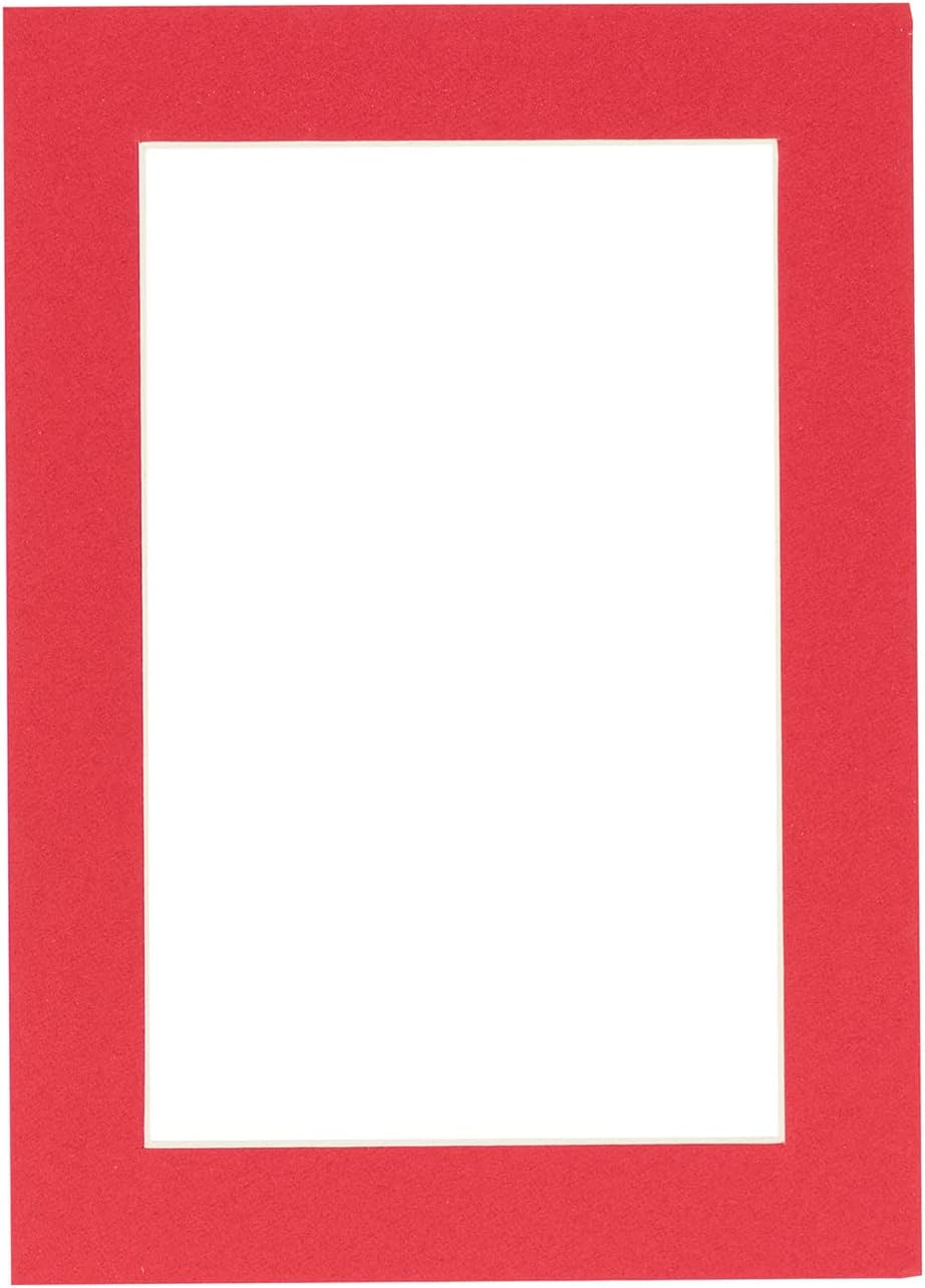 Pack of TEN 8x10 Mats Bevel Cut for 5.5x8.5 Photos - Acid Free Cardinal Red Precut Matboards For Pictures, Photos, Framing - 4-ply Thickness