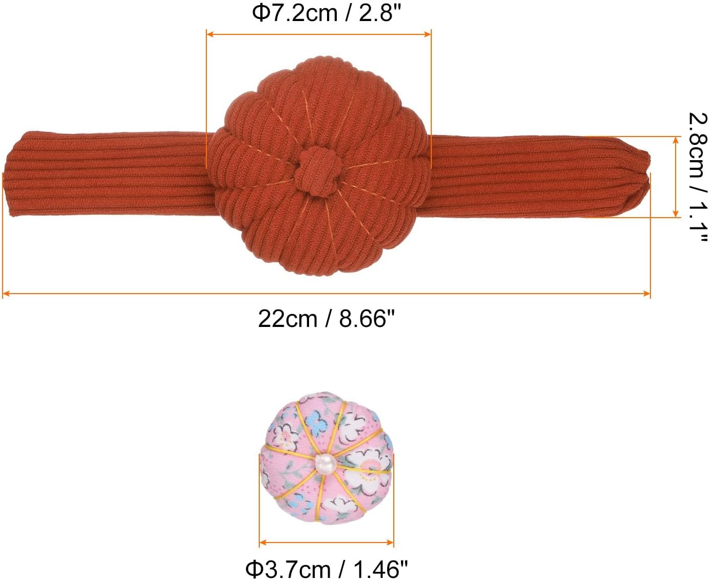 HARFINGTON Wrist Pin Cushions, Sewing Needle Pin Cushion Adjustable Strap with Elastic Strap Finger Ring Pincushions Fit All Wrist Sizes for Sewing Quilting Needlework DIY Crafts, Maroon/Pink