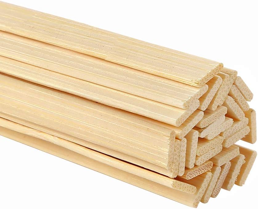 Pllieay 60 Pieces Wooden Sticks for Crafts, Bamboo Sticks Wooden Craft Sticks Extra Long Sticks for Crafting (15.75 Inches Length × 0.35 Inches Width)
