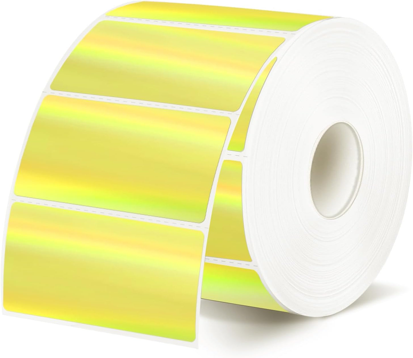 Direct Thermal Label 2x1 Inch- Barcode Labels- Holographic Thermal Sticker Labels for Address, Shipping, Compatible with Rollo Label Printer & MUNBYN& Zebra (300 Labels/Yellow)