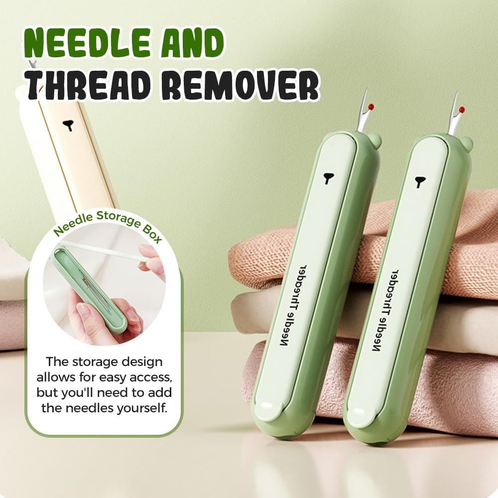 2 in 1 Needle Threader and Seam Ripper, 2025 New Automatic Threader for Hand Sewing, Storable Sewing Needles, Essential for Sewing Lover (Yellow)