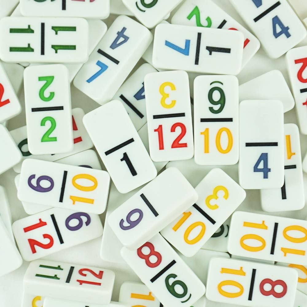 Mexican Train Dominoes Set - Double 12 Dominoes, 91 Tiles Game with Leather Box for Kids, Adults and Family