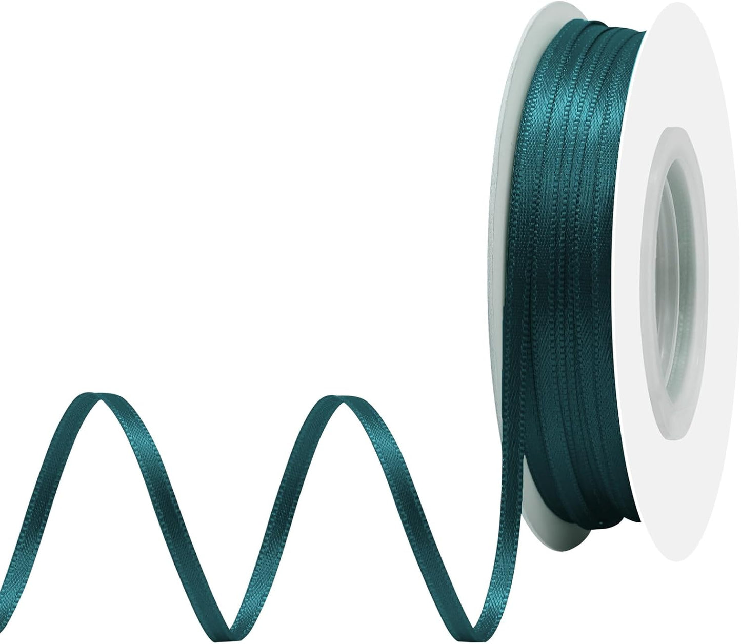 Teal Satin Ribbon 1/8" X 50 Yards Solid Color Double Faced Ribbons Perfect for Crafts Wedding Decor Bow Making Arts Sewing and More