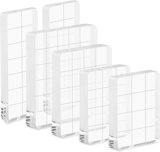 6PCS Acrylic Stamping Block, Clear Acrylic Block for Stamping, Stamp Block Decorative Stamp Block for DIY Craft, Stamping Block Scrapbooking Craft Making, Clear Stamping Blocks Tool