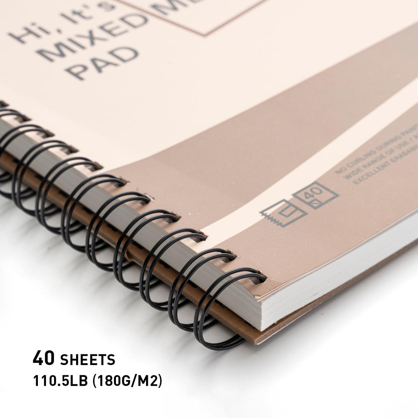 HIMI Mix Media Paper Pad 9X12''(180g/m²) 40 Sheets Mix Paper Pad, Side Wire Bound, Fine Texture, in Gouache Acrylic Art Pad for Sketching, Ink Sketch Book, Art Supplies Drawing Pad Gift (Pink)