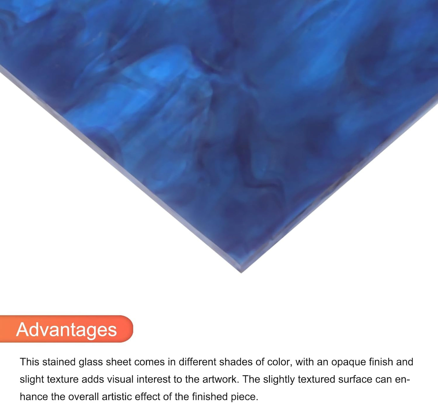 MECCANIXITY 2 Pcs Stained Glass Sheet Mosaic Tile 7.9 Inch x 5.9 Inch Dark Blue Stained Glass Sheets for Crafts DIY Art Project