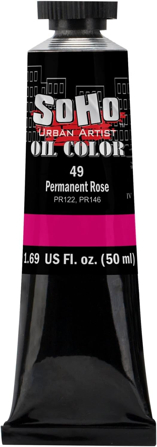 Soho Urban Artist Oil Paint - Permanent Rose, 50 ml Tube - Best Valued Oil Colors for Painting, Excellent Pigment Load