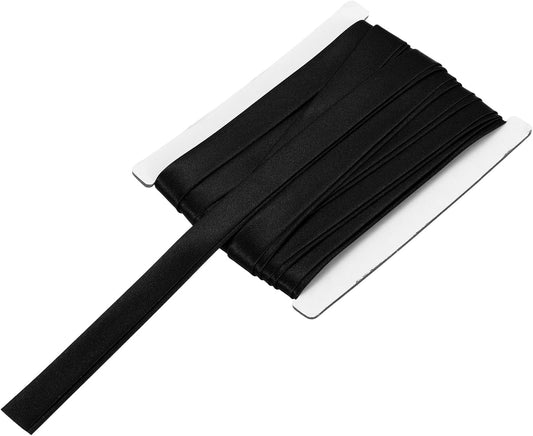 MECCANIXITY Double Fold Bias Tape for Sewing 5/8 Inch x 6 Yards Satin Pre-fold Continuous Binding Tape for Seaming Quilting Hemming Binding DIY Crafts, Black