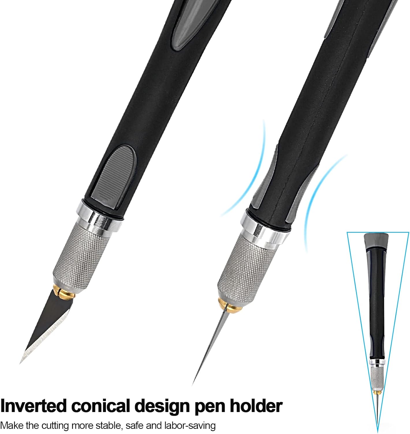 EHDIS Precision Hobby Knife Set Utility Craft Knife Kit with 10PCS Blades for Art, Working-Stencil, Scoring, Scrapbooking, Architecture Modeling, Crafting-Grey