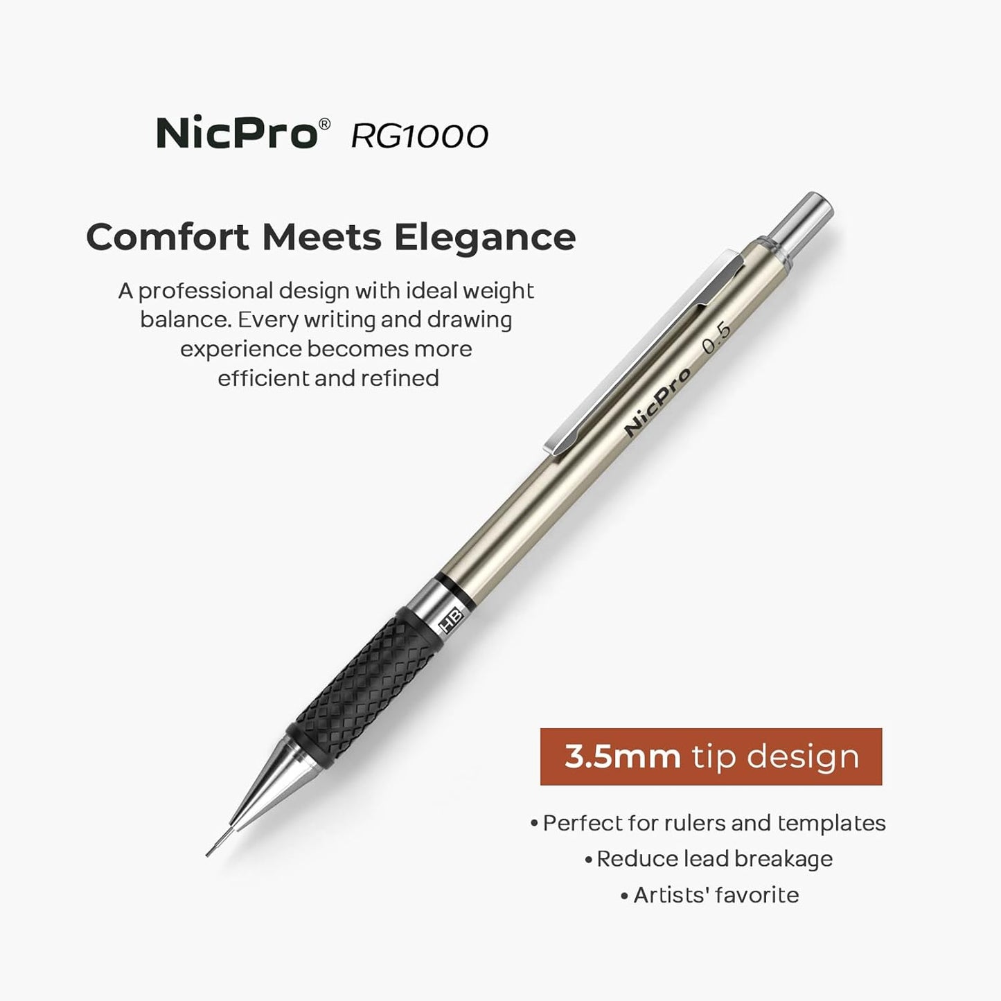 Nicpro 0.7 mm Art Mechanical Pencil Set in Storage Case, 3 PCS Metal Drafting Pencil Lead Pencil with 6 Tube HB Lead Refills, 3 Erasers, 9 PCS Eraser Refills for Artist Writing, Drawing, Sketching