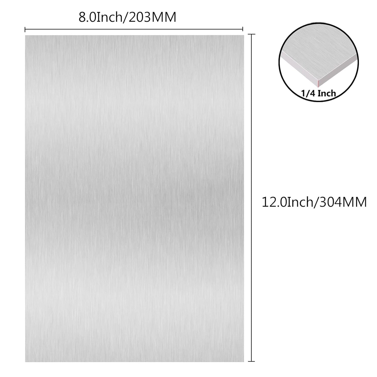 6061 T651 Aluminum Sheet Metal 8" x 12" x 1/4"(6MM) Flat Plain Thick Aluminum Plate Covered with Protective Film, 6MM Heat Treatable Rectangle Aluminum Metal Plate for Crafting, Industrial
