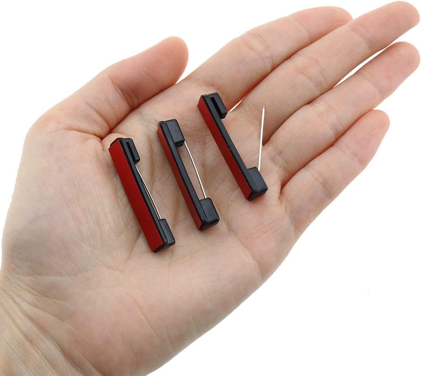 Self-Adhesive Bar Safety Pins E-outstanding 50pcs Black Safety Pin with Adhesive Brooch Back for ID Badges, Ribbons,Nametags and Crafting, Adhesive Badge Crafting Pins