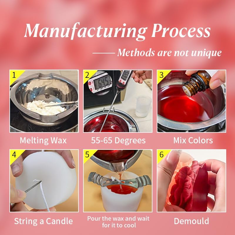 8Pcs Rose Flower Tulip Peony Heart Candle Soap Wax Mold Valentine Day Silicone for Small Butter Candles Chocolate Making Molds Silicones Shapes Moldes De Rosas Silicona para Velas