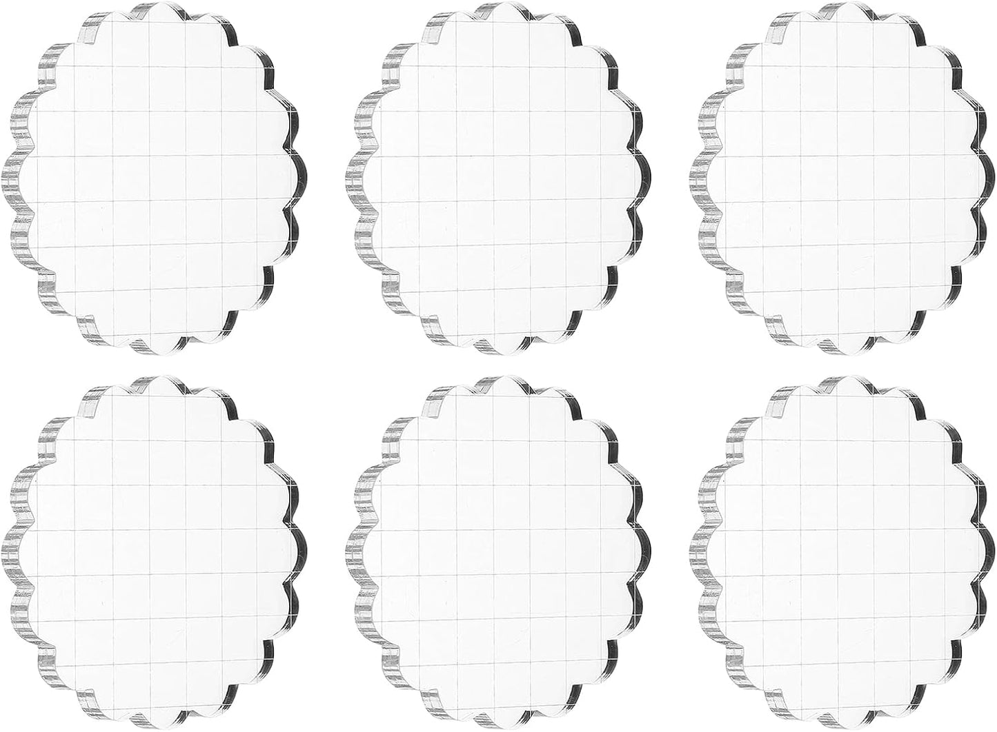 PATIKIL 3" Acrylic Stamp Block, 6Pcs Clear Stamping Block with Grid Lines Decorative Mounting Blocks Round for Scrapbooking DIY Crafts Card Making