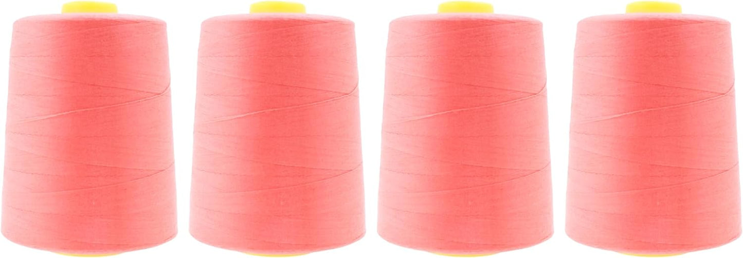 Mandala Crafts 4 Pack of Serger Threads Cones Spools - 20S/2 24000 Yards Polyester Coral Threads for Sergers Machine and Overlock Quilting Sewing Machine