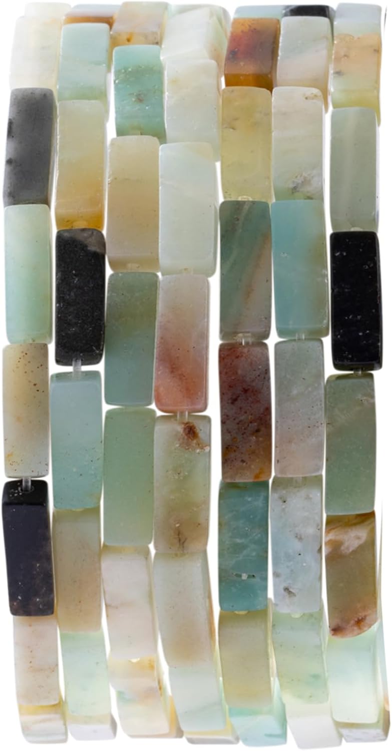 Natural Amazonite Rectangle Tube Beads 4x13mm 38cm/str Loose Semi Gemstone Stone Beads for Making Bracelets Necklace Earrings