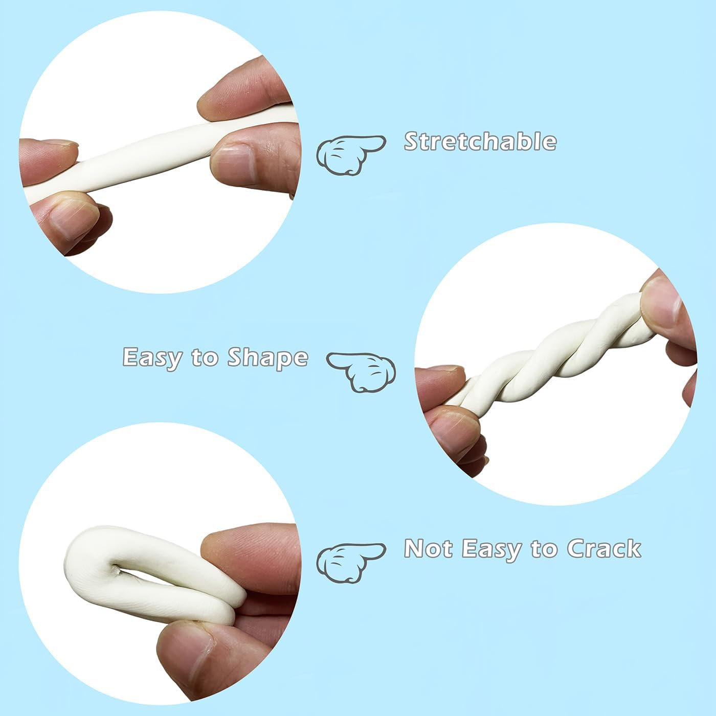 ReArt Non-Drying Oil-Based Plasticine Modeling Clay 2.6 Pounds, Non Hardening Reusable Clay, Non Toxic No Bake Professional Oil Base Sculpting Clay (White)