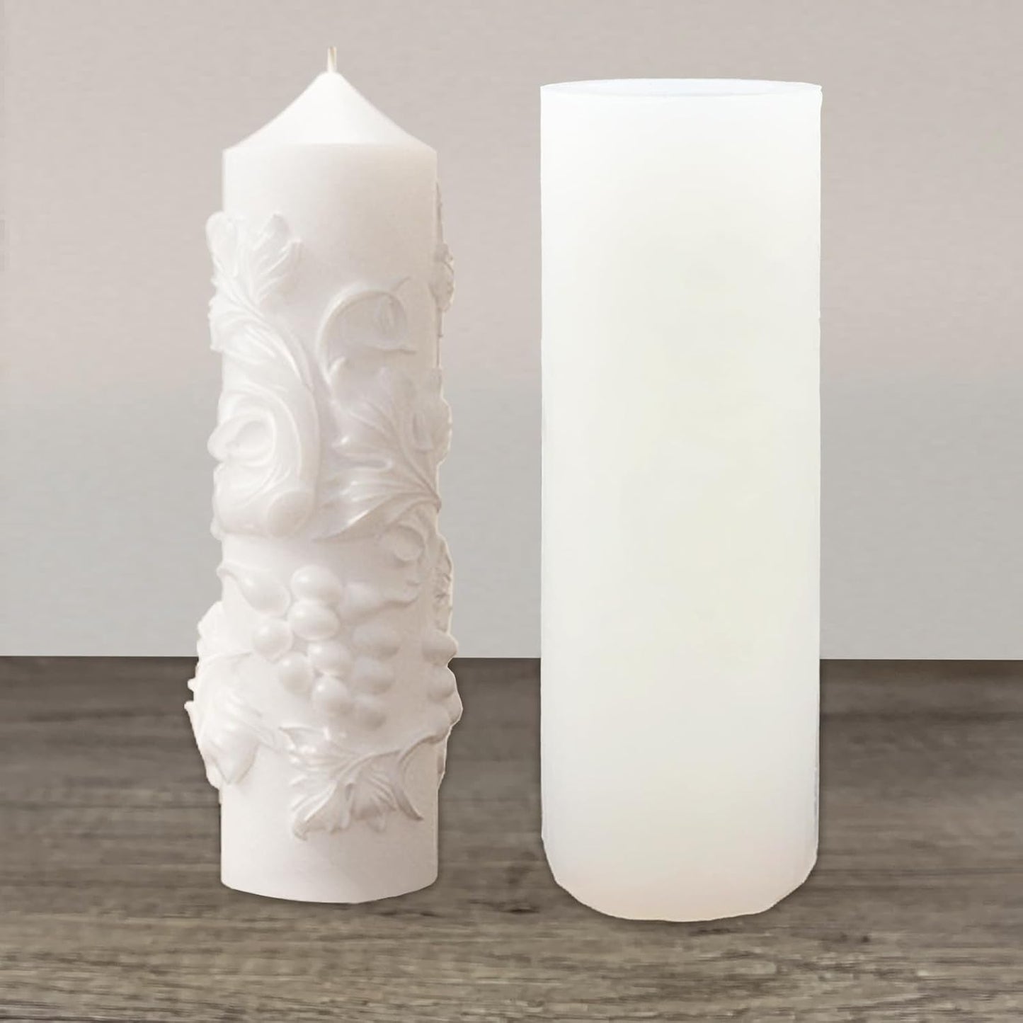 Grape Pillar Candle Molds Vintage Cylinder Thick Silicone Molds for Candle Making Soaps Resin Clay Home Decoration Crafts DIY