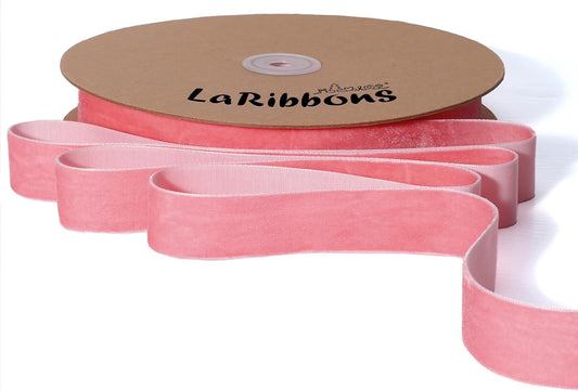 LaRibbons Thin Velvet Ribbon 1 Inch x 25 Yards, Pink Velvet Ribbon for Christmas Tree, Gift Wrapping, Wreath Bow, Outdoor Decoration